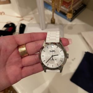 Coach white watch with a rubber band